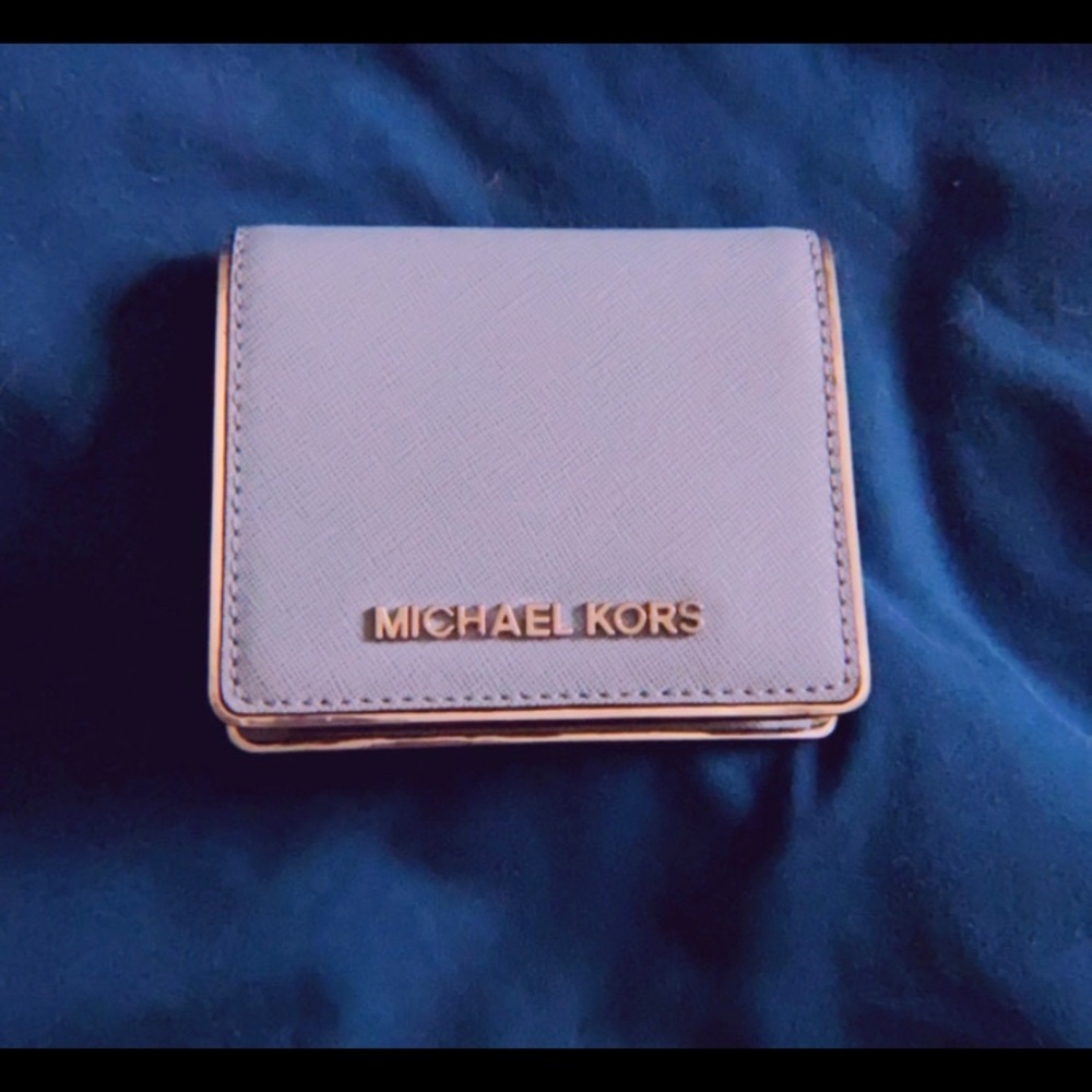 Michael Kors dusty blue mini wallet